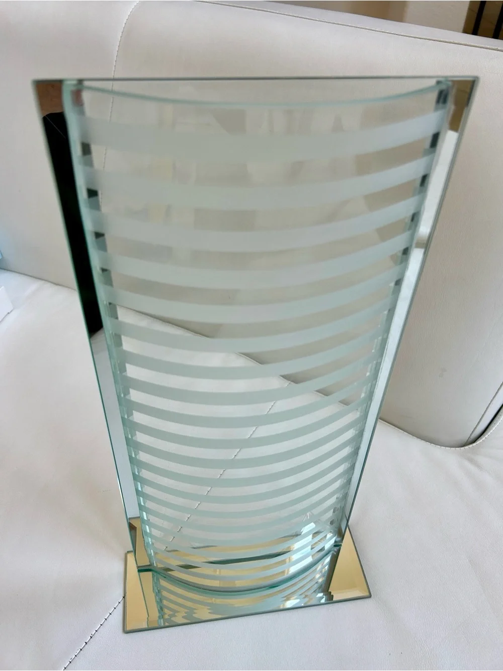 Z Gallerie  Modern Frosted Glass Stripe Vase